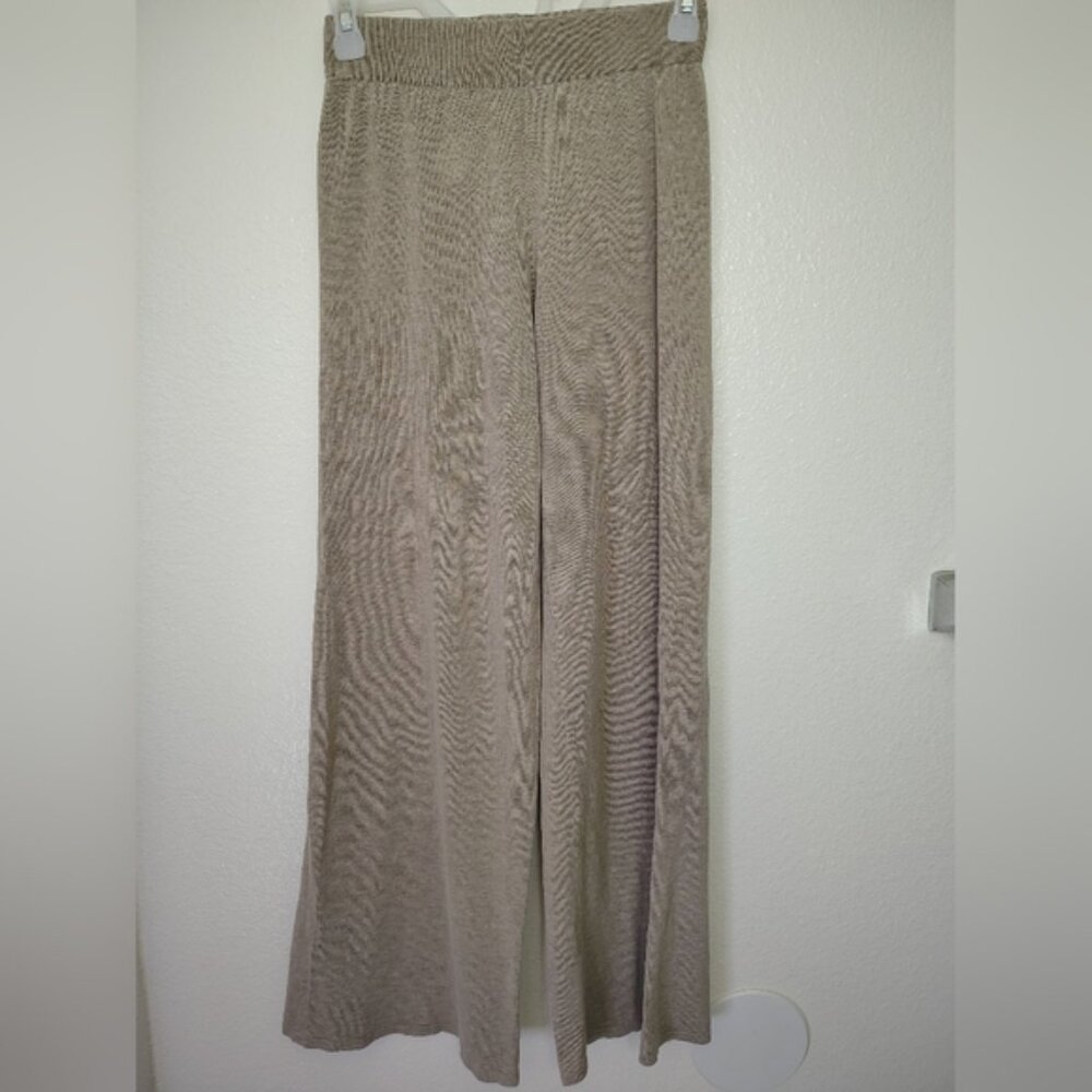 Zara Loungewear Trousers Wide Leg Bige Size Small Elasticated Waist Silk-Cotton